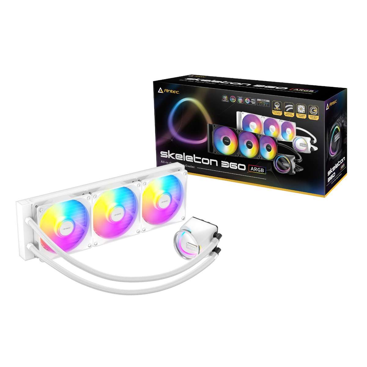 Antec - Skeleton 360 ARGB AIO CPU Liquid Cooler - White - Antec - Skeleton 360 ARGB AIO CPU Liqui...