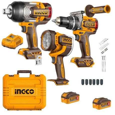 Ingco - Cordless Impact Drill, Impact Wrench and Work Lamp Combo Kit - Ingco - Cordless Impact Dr...