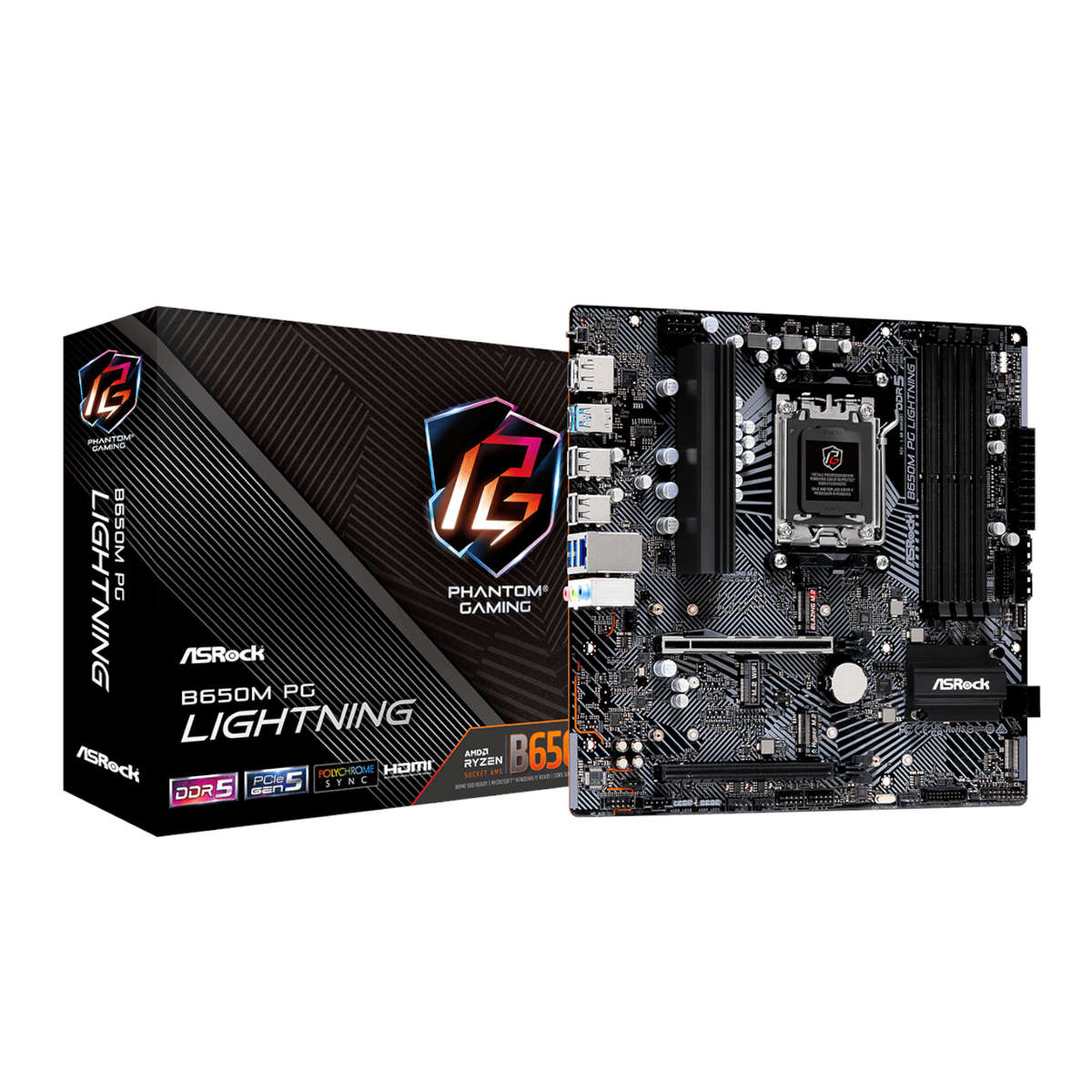 ASRock B650M PG Lightning AMD AM5 Micro ATX Motherboard - ASRock B650M PG Lightning AMD AM5 Micro...