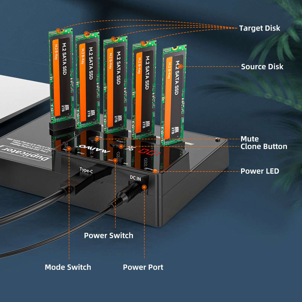 Maiwo - K3015M5 Usb3 SATA M.2 SSD 1:4 Clone - Maiwo - K3015M5 Usb3 SATA M.2 SSD 1:4 Clone