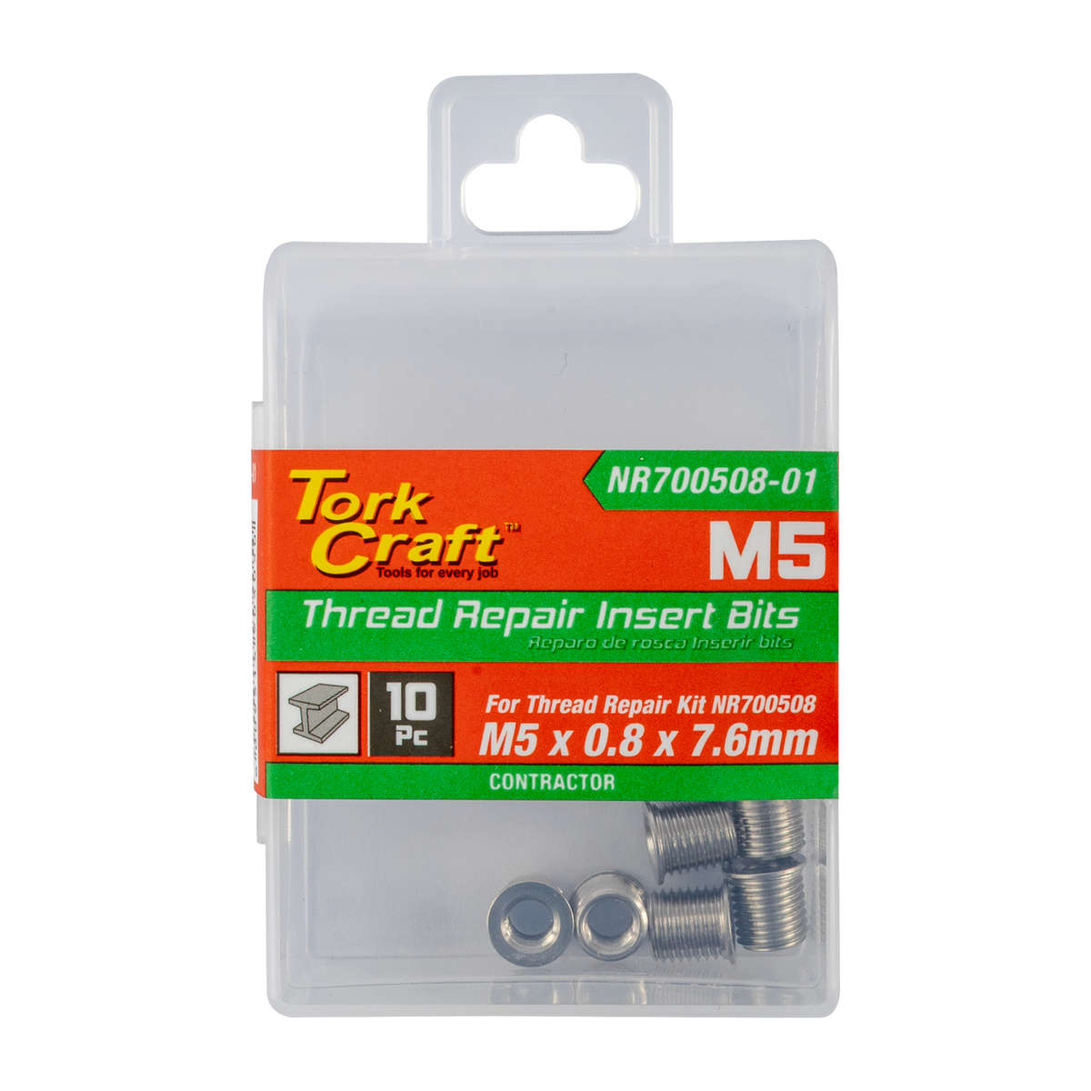 Tork Craft - Repl. Insert 10Pc M5 X 0.8 X 7.6mm S/Steel For Nr700508 - Tork Craft - Repl. Insert ...