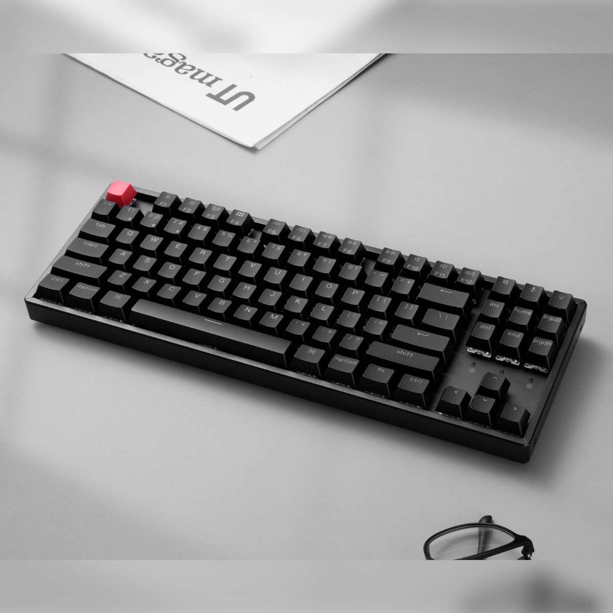 Keychron - K8 QMK 80% TKL Wireless Mechanical Keyboard V2 Red Switches - Black - Keychron - K8 QM...