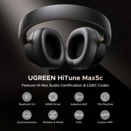Ugreen - HiTune Max 5C Hybrid ANC Headphones  Black - Ugreen - HiTune Max 5C Hybrid ANC Headph...