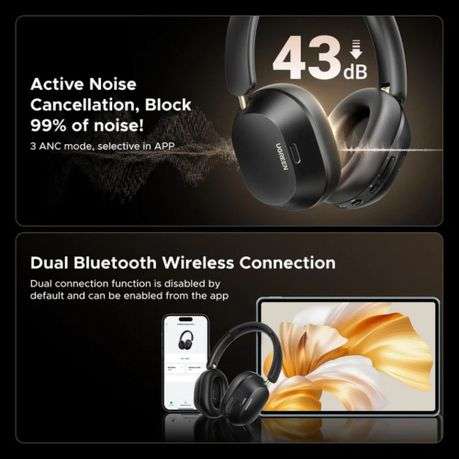 Ugreen - HiTune Max 5C Hybrid ANC Headphones  Black - Ugreen - HiTune Max 5C Hybrid ANC Headph...