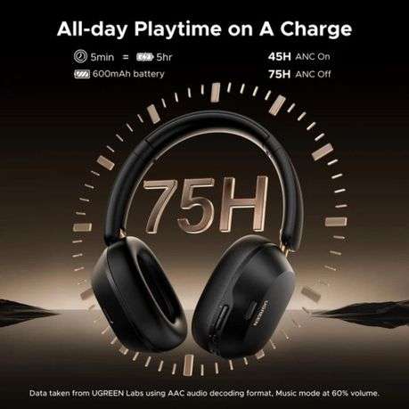 Ugreen - HiTune Max 5C Hybrid ANC Headphones  Black - Ugreen - HiTune Max 5C Hybrid ANC Headph...
