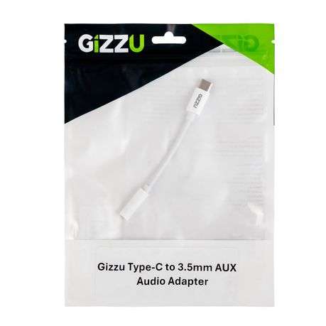 Gizzu - USB Type-C to 3.5mm AUX Audio Adapter - White - Gizzu - USB Type-C to 3.5mm AUX Audio Ada...