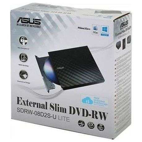 Asus - SDRW-08D2S-U Lite External 8X DVD Writer with M-Disc Support - Asus - SDRW-08D2S-U Lite Ex...