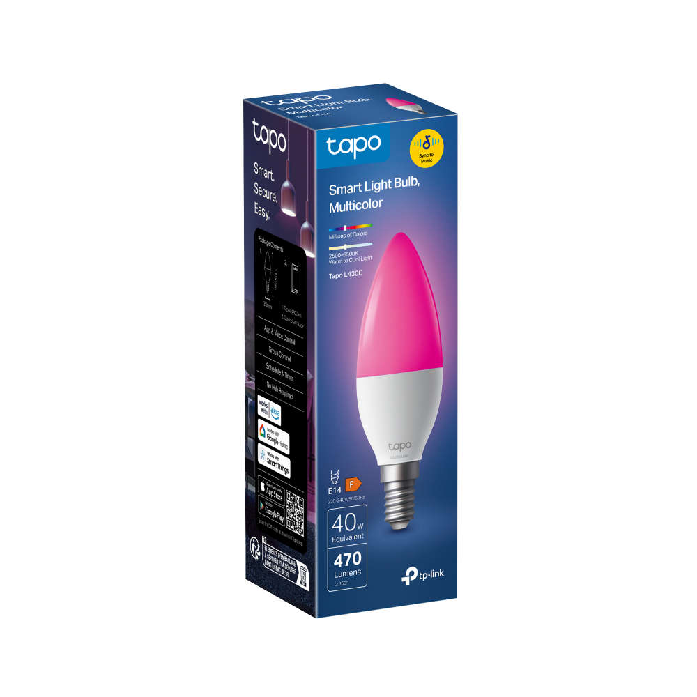 Tp-Link - Tapo L430C E14 Smart Wi-Fi Light Bulb (1-Pack) - Tp-Link - Tapo L430C E14 Smart Wi-Fi L...