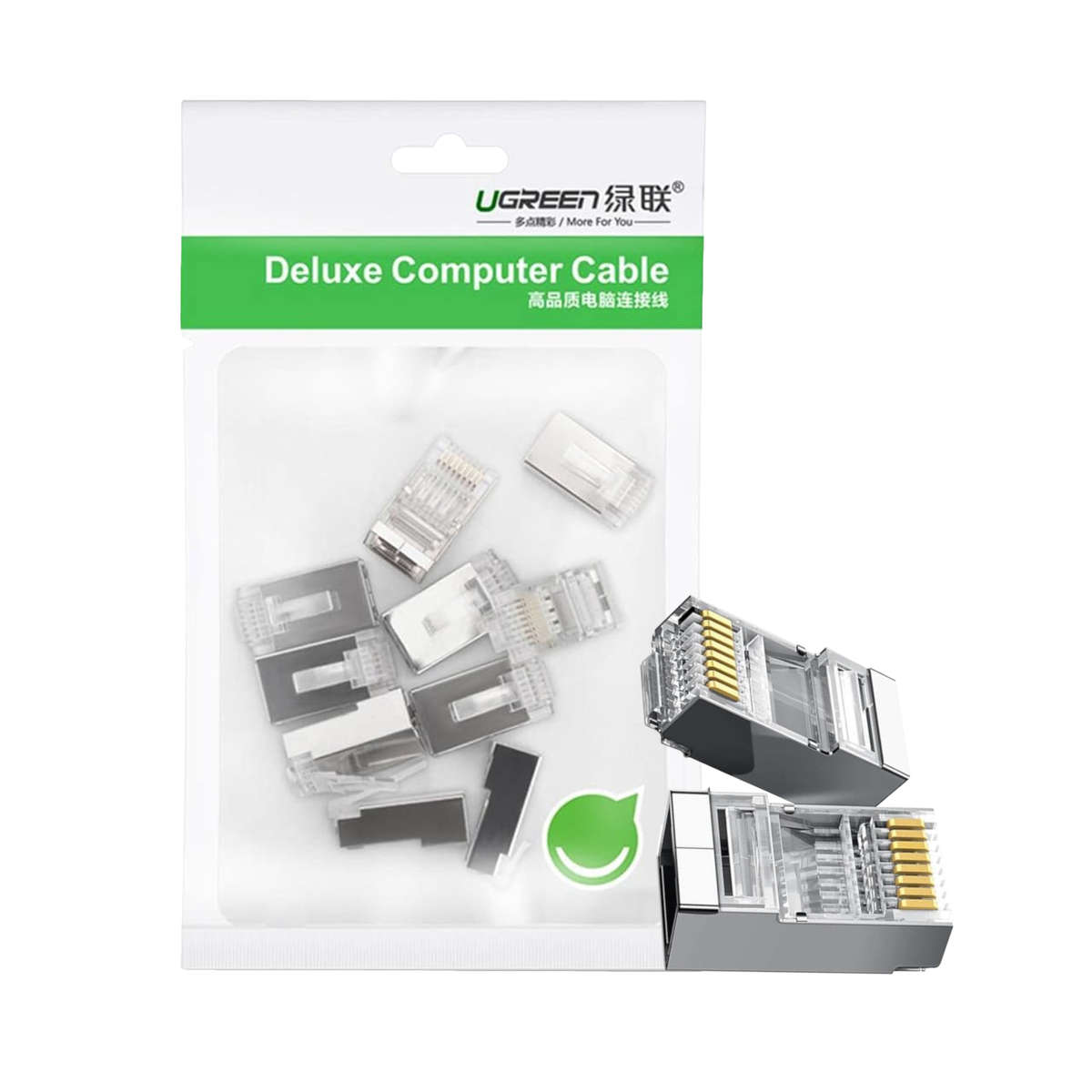 Ugreen - NW111 RJ45 Cat6 Ethernet Network Head 100 Pack - Silver/Transparent - Ugreen - NW111 RJ4...