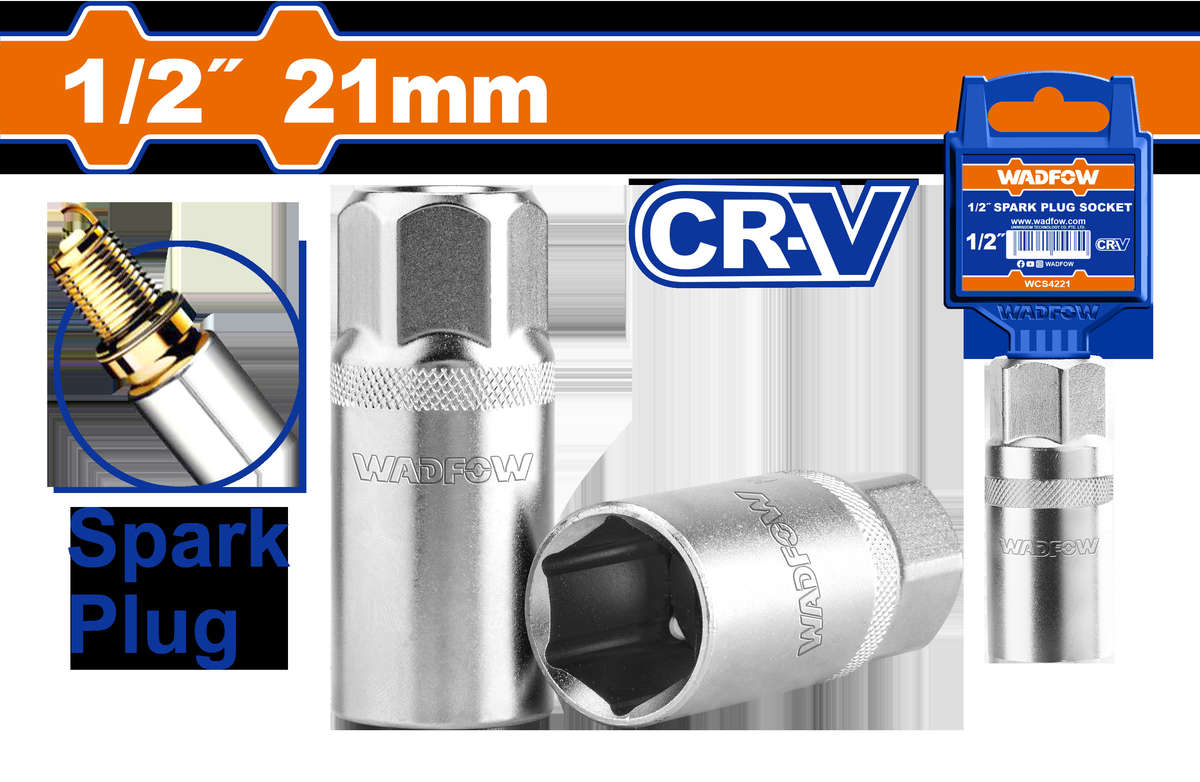 Wadfow - Steel Spark Plug Socket (1/2") - 21mm - Wadfow - Steel Spark Plug Socket (1/2") - 21mm