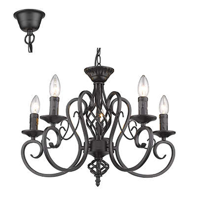 5lt Chandelier Black E14 5x40w - 5lt Chandelier Black E14 5x40w