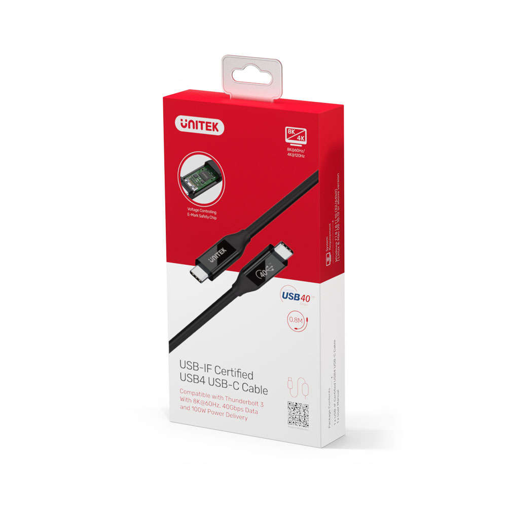 Unitek - USB 4-IF Certified 100W PD Fast Charging Cable 8K@60Hz 40Gbps 0.8m - Unitek - USB 4-IF C...