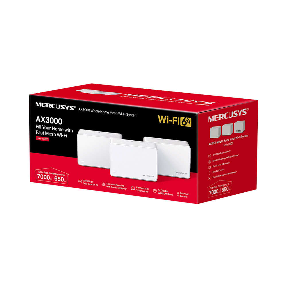 Tp-Link - Mercusys - Halo H80X(3-Pack) AX3000 WiFi 6 Mesh System - Tp-Link - Mercusys - Halo H80X...