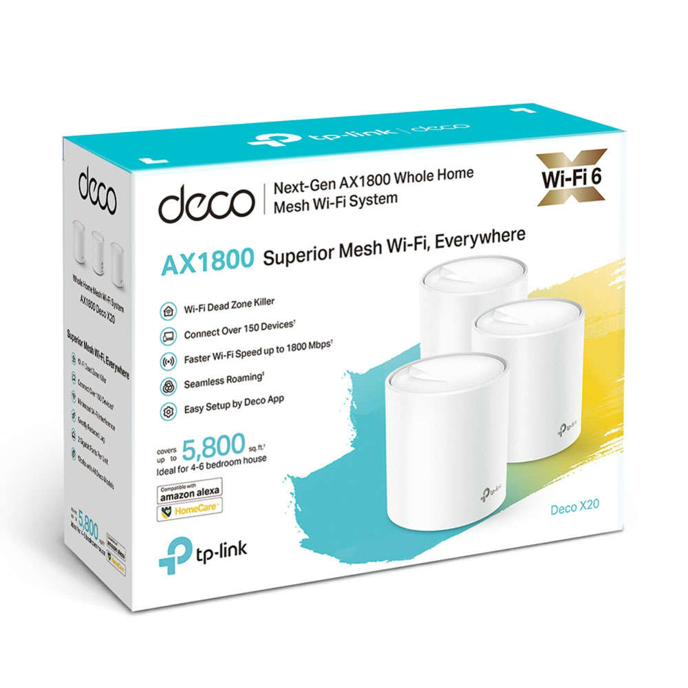 Tp-Link - Deco X20(3-Pack) AX1800 Whole-Home Mesh Wi-Fi 6 System - Tp-Link - Deco X20(3-Pack) AX1...