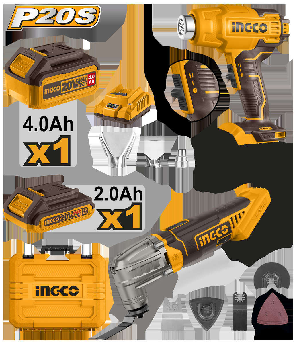 Ingco - Lithium-Ion Cordless 2 Piece Combo Kit (20V) - Ingco - Lithium-Ion Cordless 2 Piece Combo...