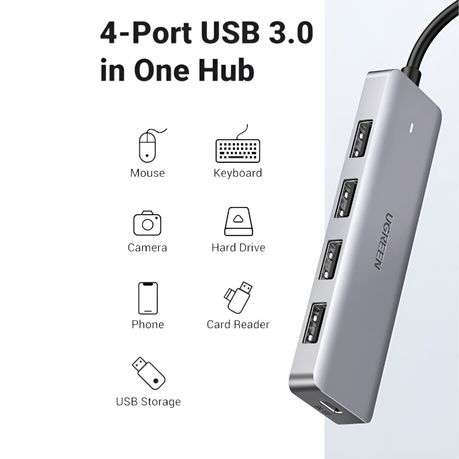 Ugreen - 4-in-1 Type-C Hub | USB 3.0 | Type-C - Ugreen - 4-in-1 Type-C Hub | USB 3.0 | Type-C