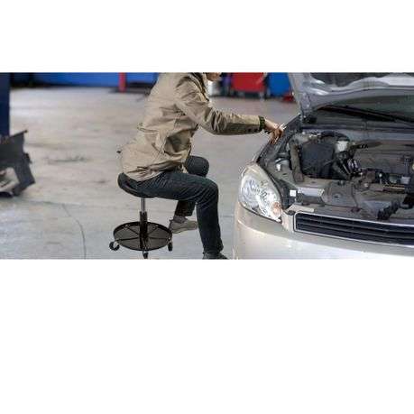 Tork Craft - Adjustable Mechanic Chair with Round Seat & Tool Tray - Black - Tork Craft - Adjusta...