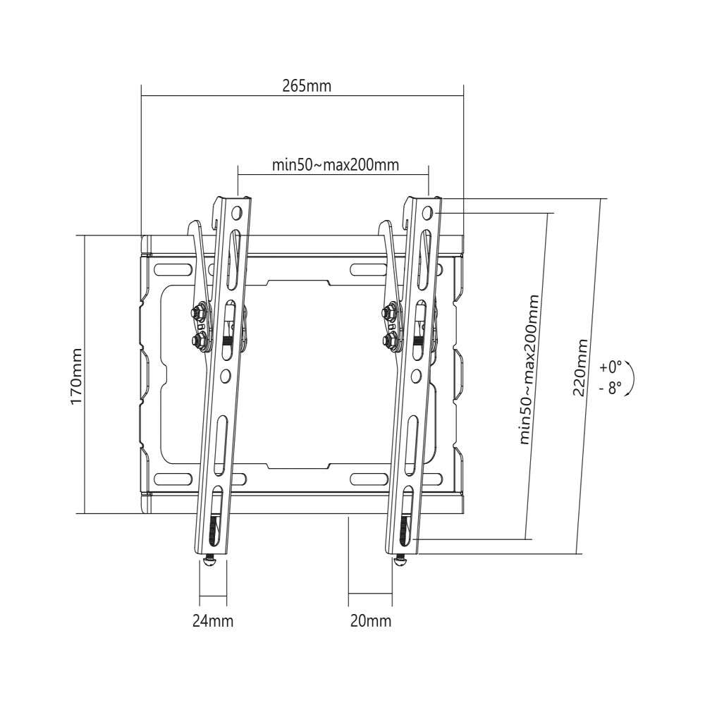 LinkQnet - Slim Profile Tilt TV Wall Mount - LinkQnet - Slim Profile Tilt TV Wall Mount