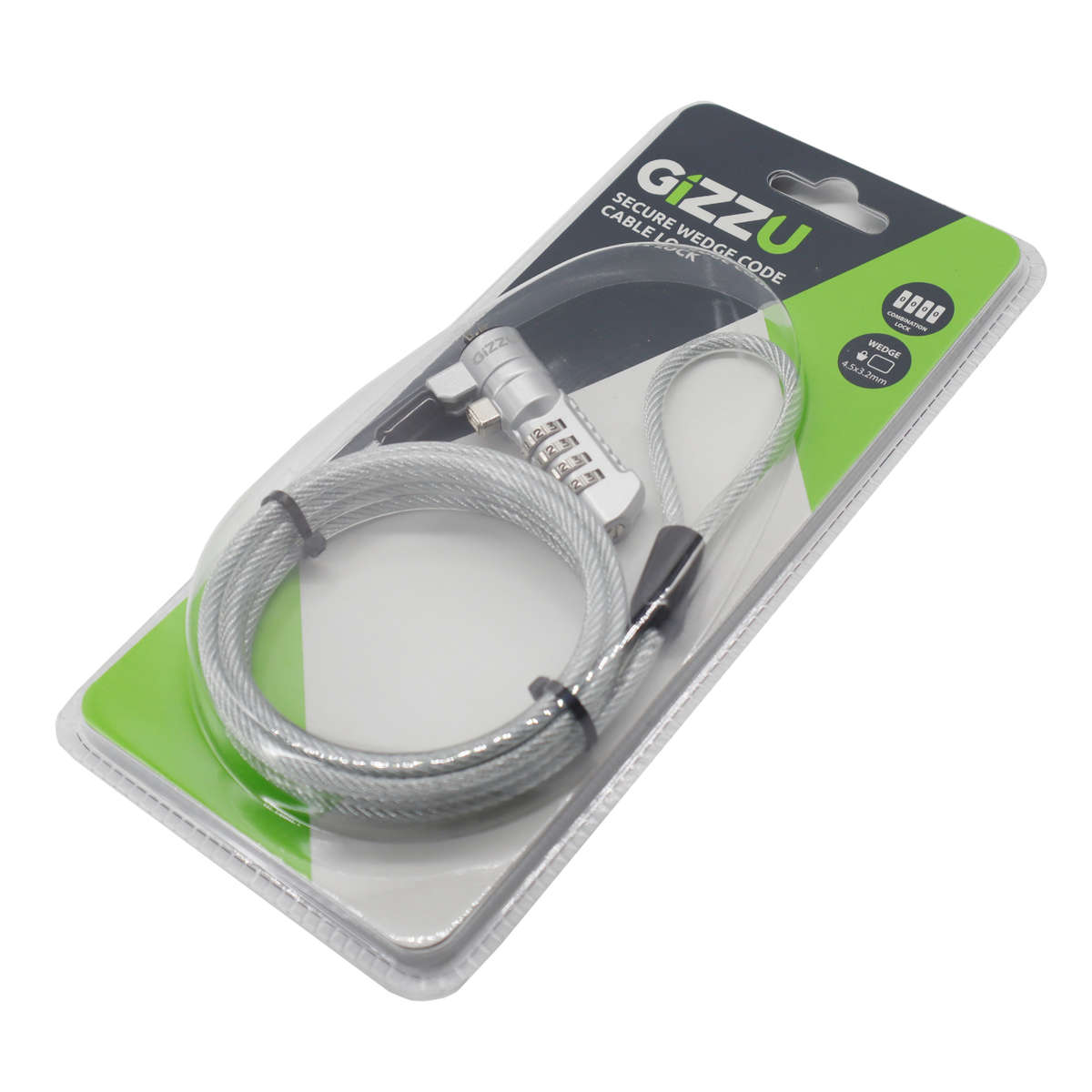 Gizzu - Secure Wedge Code Cable Lock 1.8m - Gizzu - Secure Wedge Code Cable Lock 1.8m