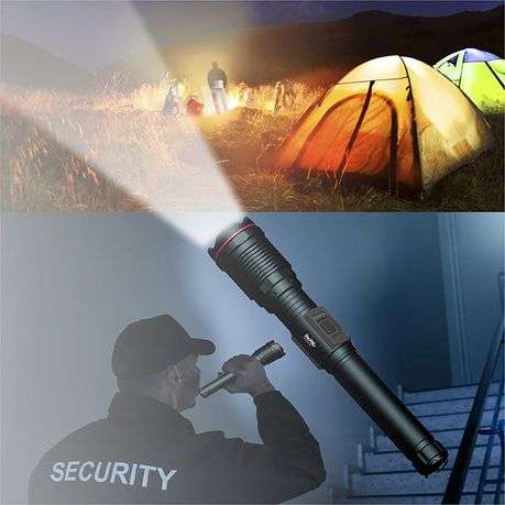 LitePro 80W High Powered Rechargeable LED Torch (6000 Lumens) - Black - LitePro 80W High Powered ...