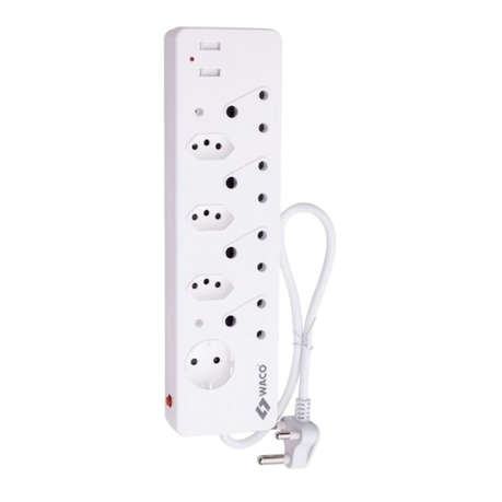Waco - 8 Way Multiplug with USB Chargers and Shutters - Waco - 8 Way Multiplug with USB Chargers ...