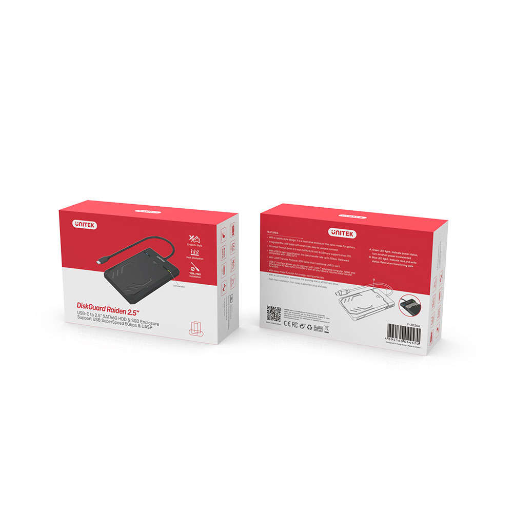 Unitek - DiskGuard Raiden 2.5" SATA III 2.5 HDD/SSD Hard Disk Enclosure - Unitek - DiskGuard R...
