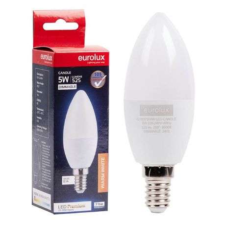 Eurolux - Candle Lamp LED Dimmable E14 Warm White 5W - Eurolux - Candle Lamp LED Dimmable E14 War...