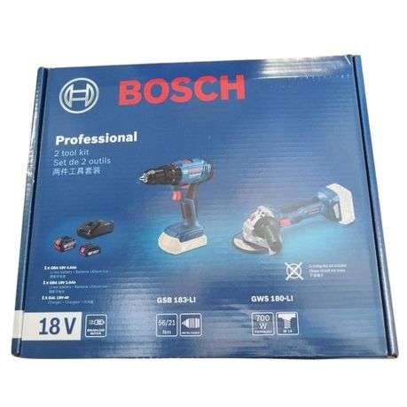 Bosch - GSB 183-LI Cordless Drill and GWS 180-LI Angle Grinder Combo - Bosch - GSB 183-LI Cordles...
