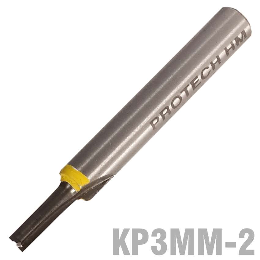 Pro-Tech - Straight Bit 3mm X 1/2' Two Flute Solid Carbide 1/4'Shank - Pro-Tech - Straight Bit 3m...