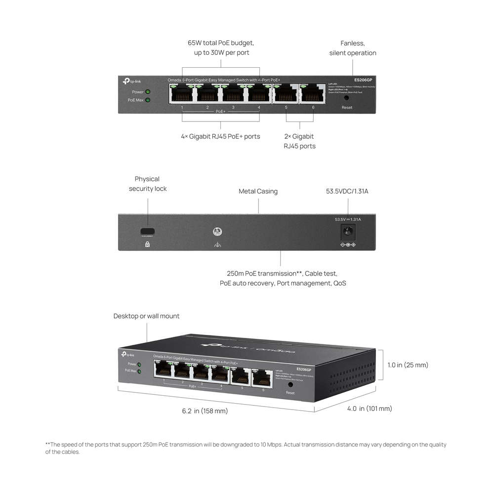 Tp-Link - Omada 6P 1Gb Managed 4P PoE Switch - Tp-Link - Omada 6P 1Gb Managed 4P PoE Switch