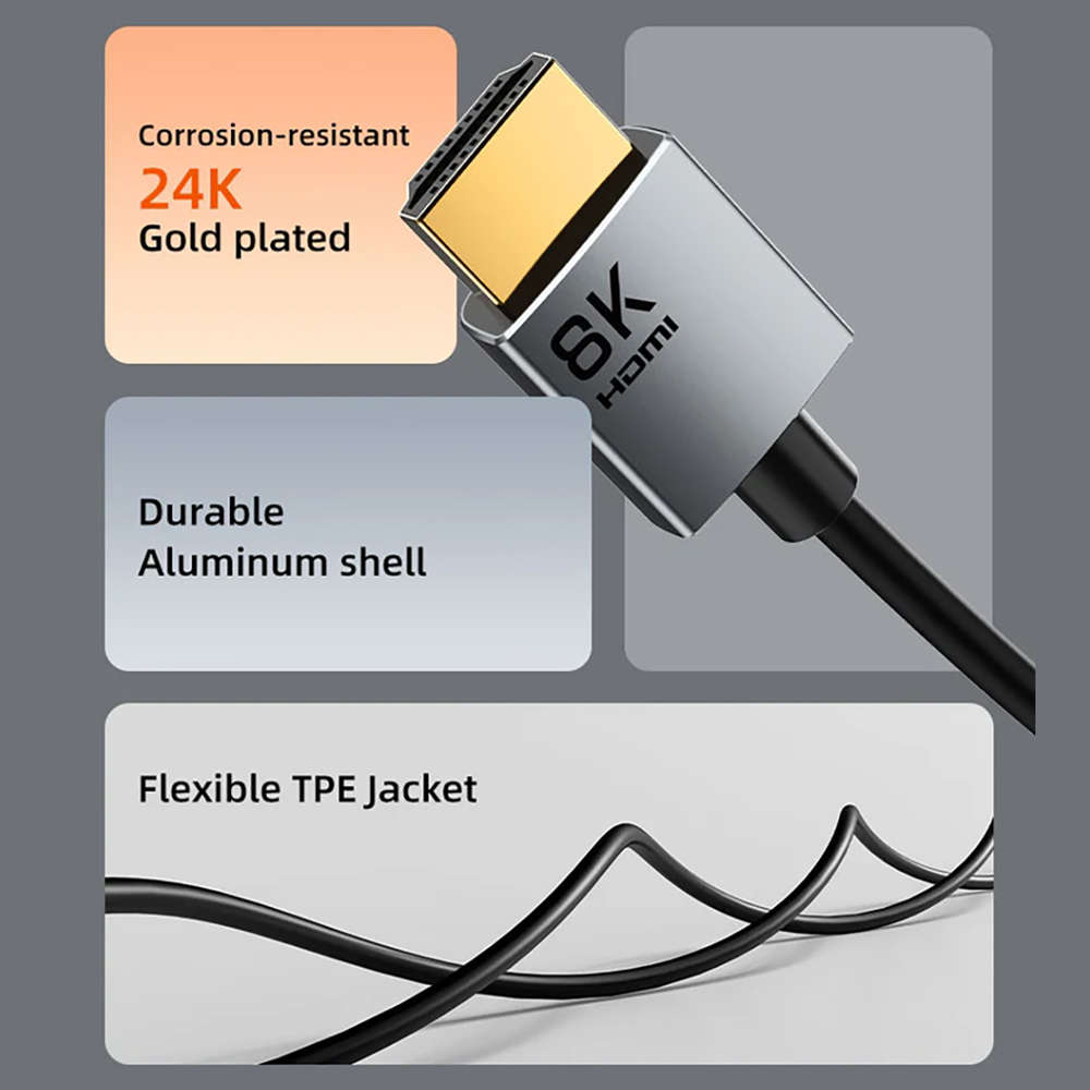 Cabletime - Ch14L 2M 8K @60Hz HDMI 2.1 Ultra Slim Cable (Ct-Shd8K-Ag2) - Cabletime - Ch14L 2M 8K ...