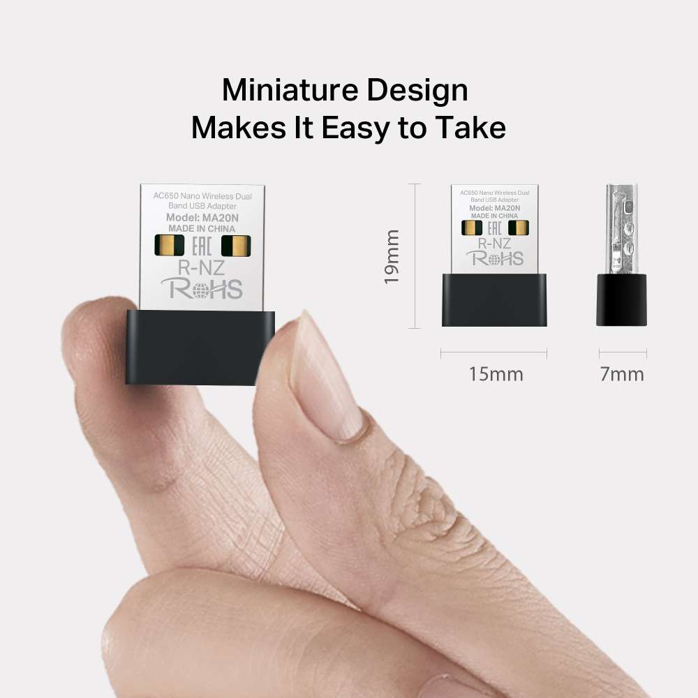 Mercusys - MA20N AC650 Nano Wireless Dual Band USB Adapter - Mercusys - MA20N AC650 Nano Wireless...