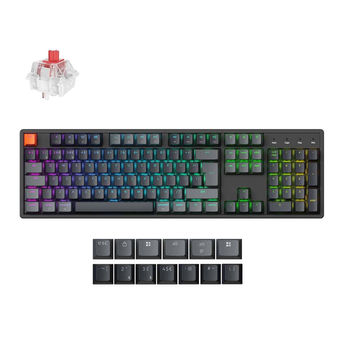 Keychron - K10 QMK Full-size RGB Wireless Custom Mechanical Keyboard V.2 (Super RED Switch)  B...
