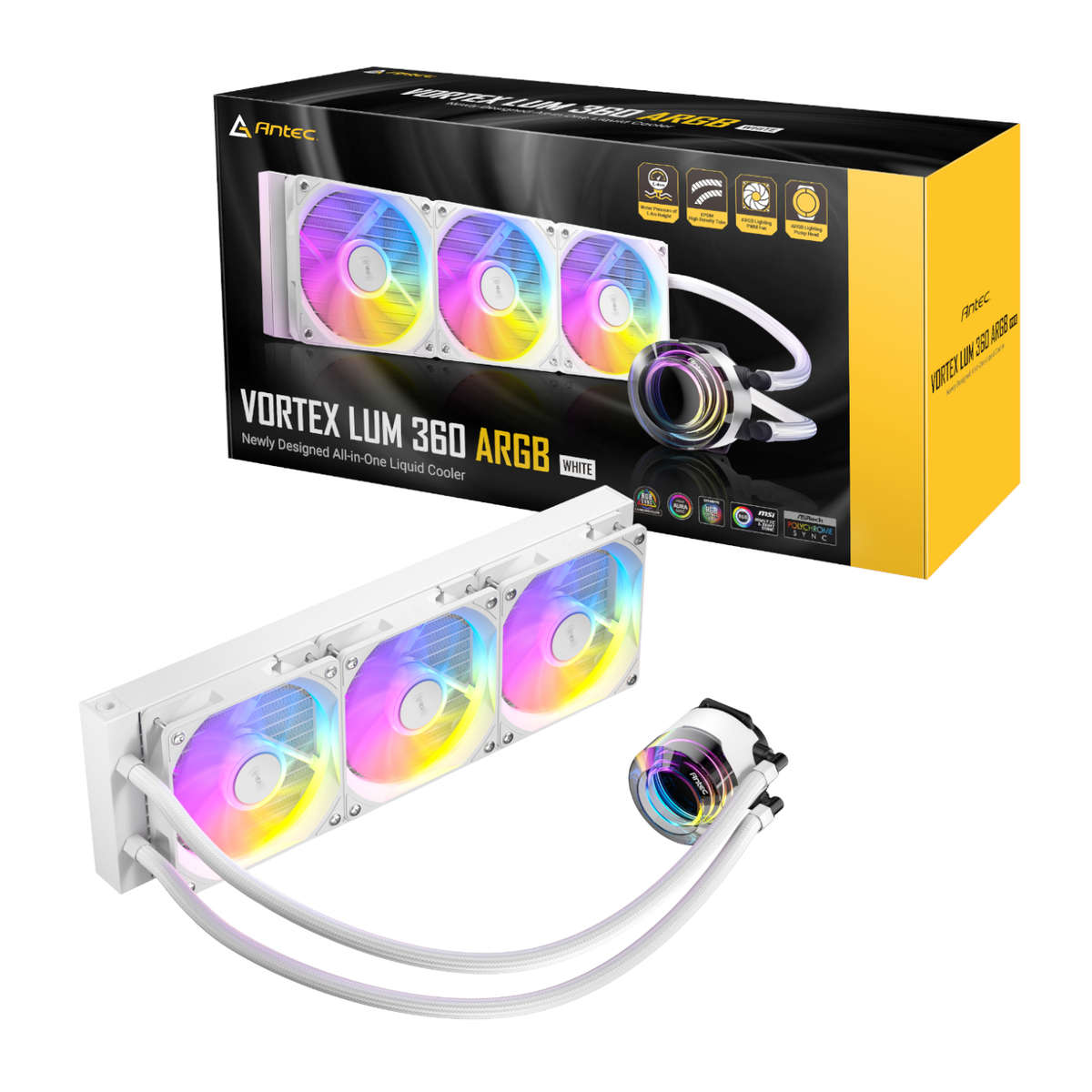 Antec - Vortex LUM 360 ARGB AIO CPU Liquid Cooler - White - Antec - Vortex LUM 360 ARGB AIO CPU L...
