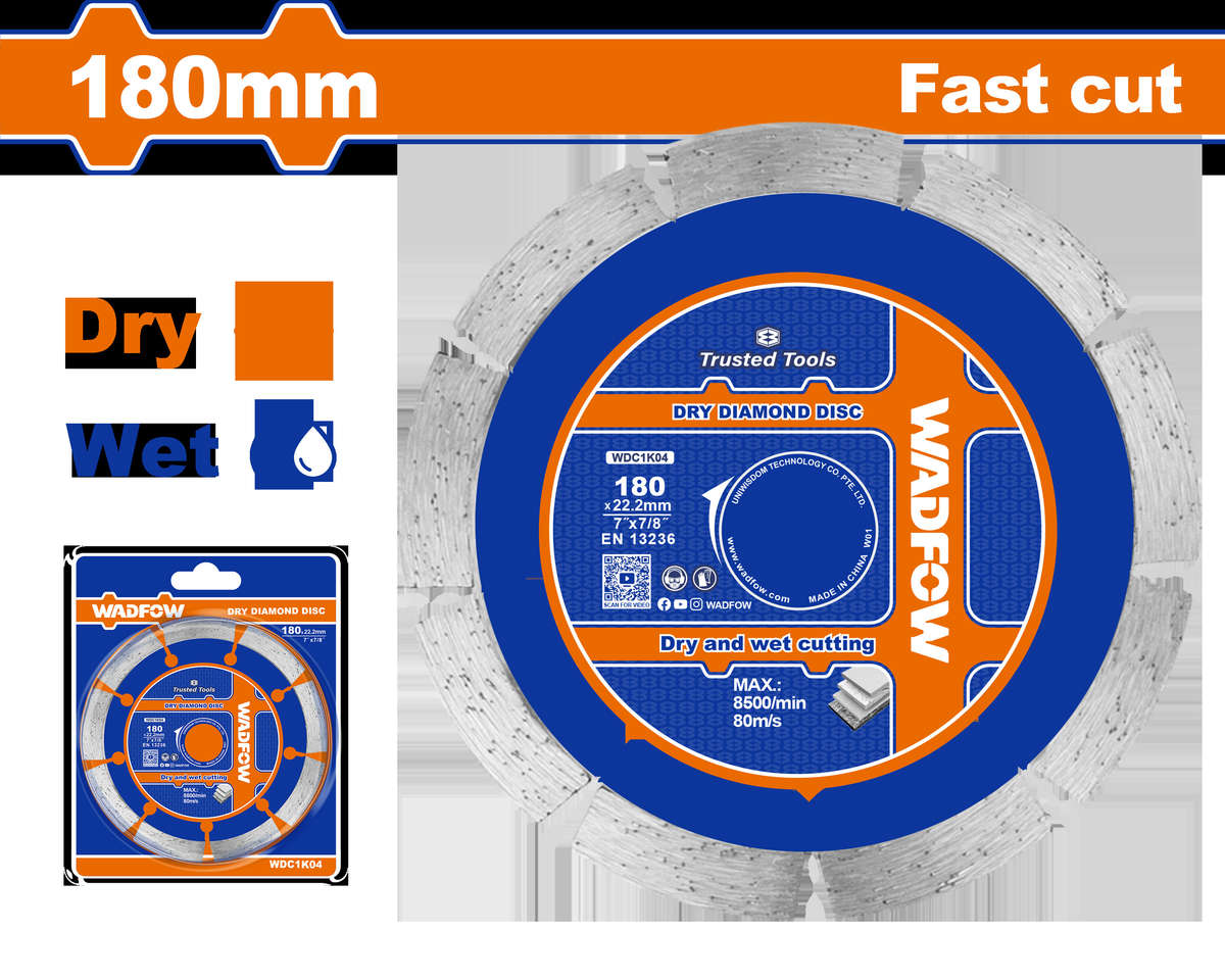 Wadfow - Diamond Cutting Disc for Concrete - 180mm - Wadfow - Diamond Cutting Disc for Concrete -...