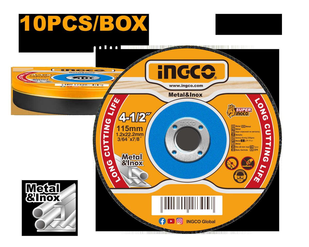 Ingco - Abrasive Metal Cutting Disc Set (10 Pieces) - 115mm - Ingco - Abrasive Metal Cutting Disc...