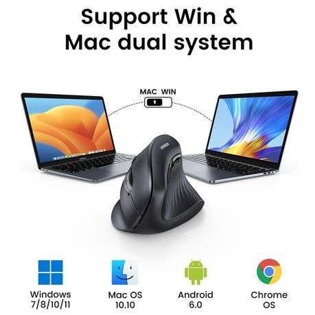 Ugreen - 25444 WiFi / BT 5.0 Vertical Mouse-BK - Ugreen - 25444 WiFi / BT 5.0 Vertical Mouse-BK