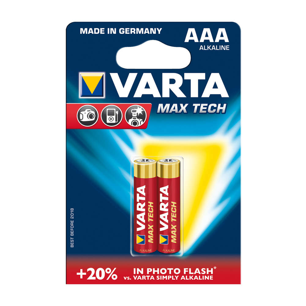 Varta - AAA Max Tech Batteries - 2 Pack - Varta - AAA Max Tech Batteries - 2 Pack
