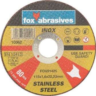 Fox Tools - Abrasive Cutting Disc Stainless Steel - 115 x 1.6mm - Fox Tools - Abrasive Cutting Di...
