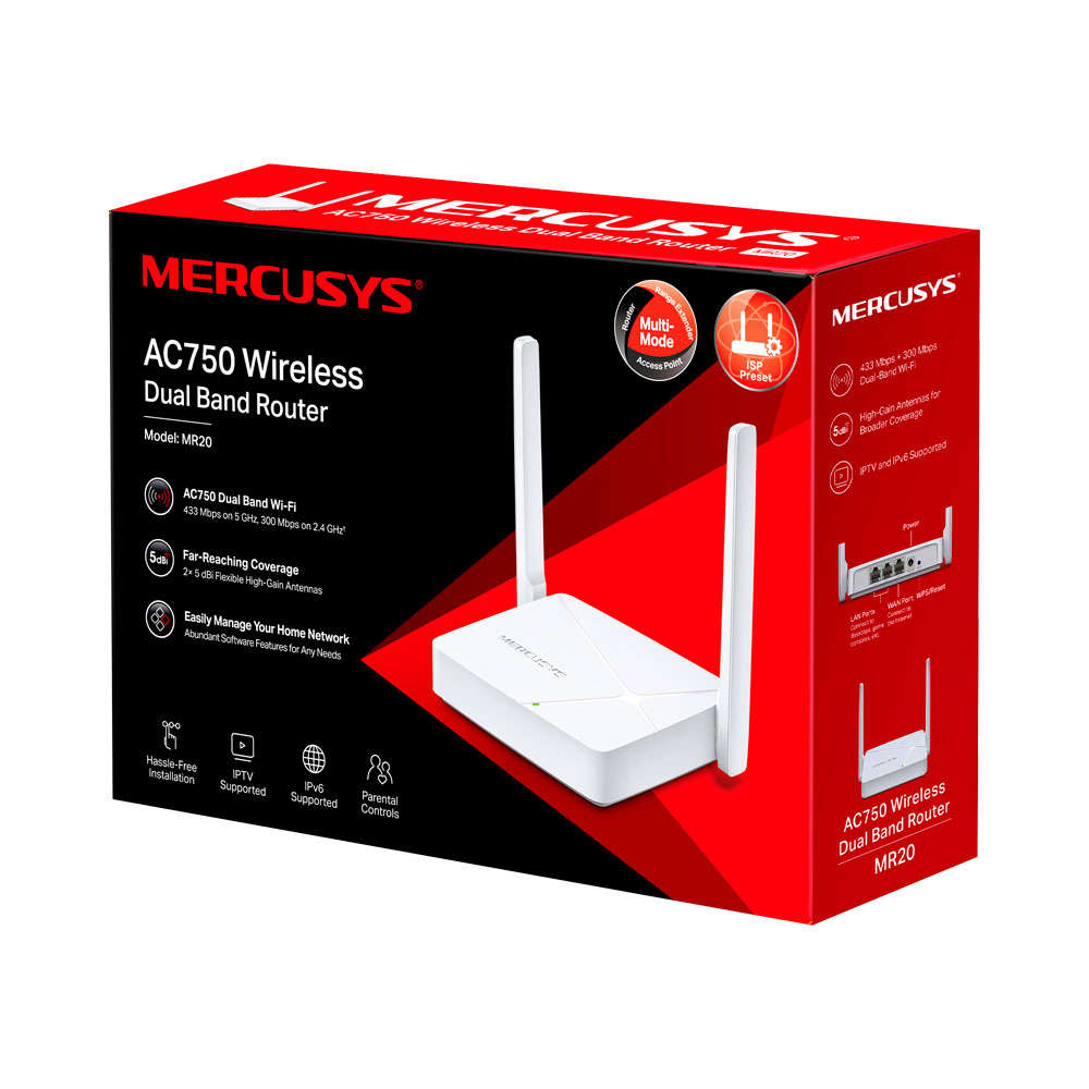 Mercusys - MR20 AC750 Wireless Dual Band Router - Mercusys - MR20 AC750 Wireless Dual Band Router