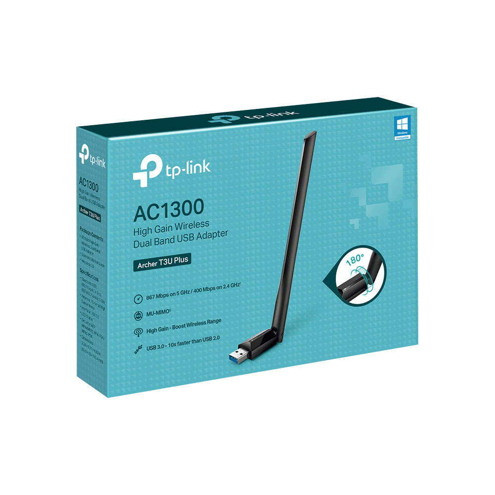 Tp-Link - Archer T3U Plus AC1300 High Gain Wireless Dual-Band USB Adapter - Tp-Link - Archer T3U ...