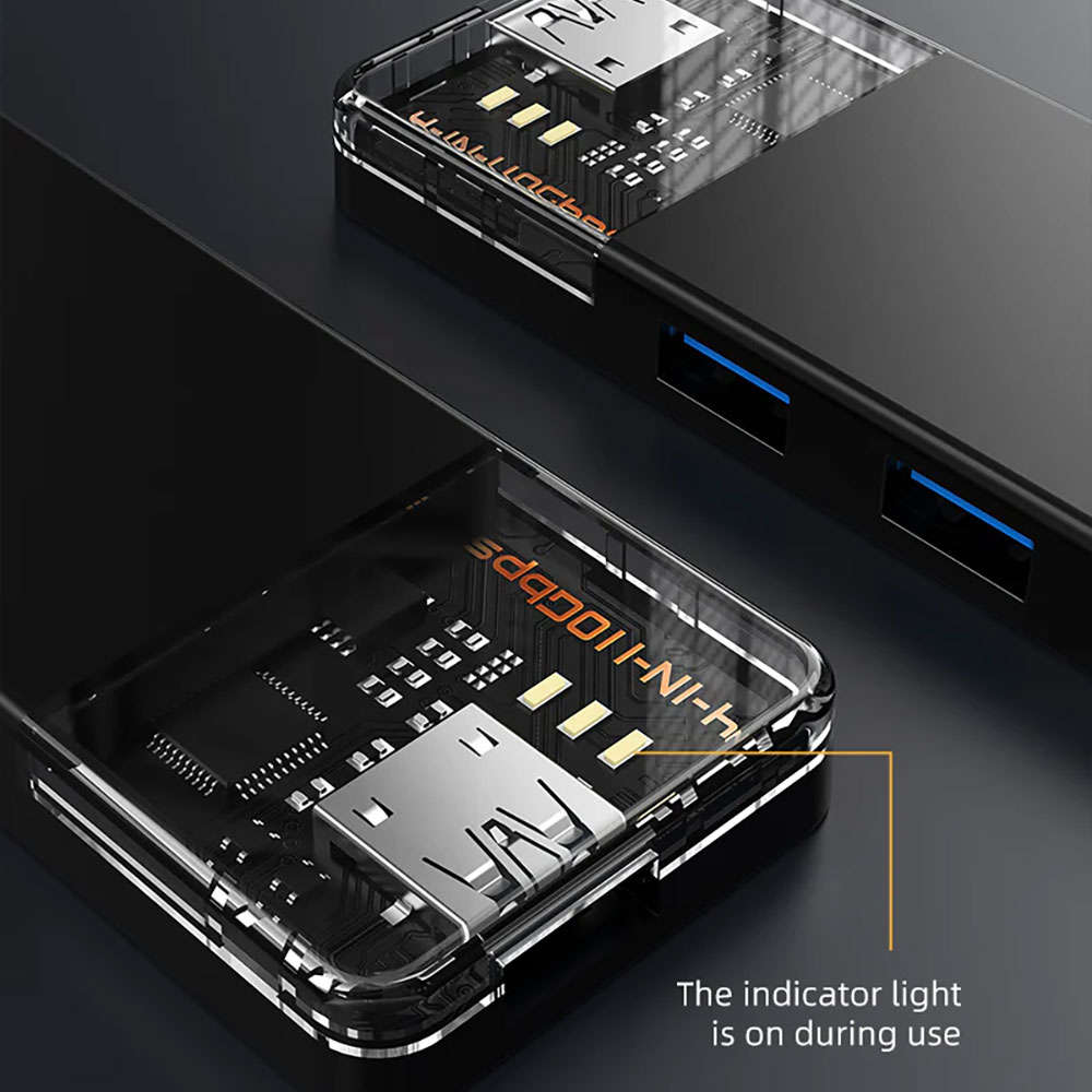 Cabletime - Cb05B 20cm 4-Port Usb3.2 10Gbps Hub With USB Type-C/A Adapter (Ct-Hubt5-Pb) - Cableti...
