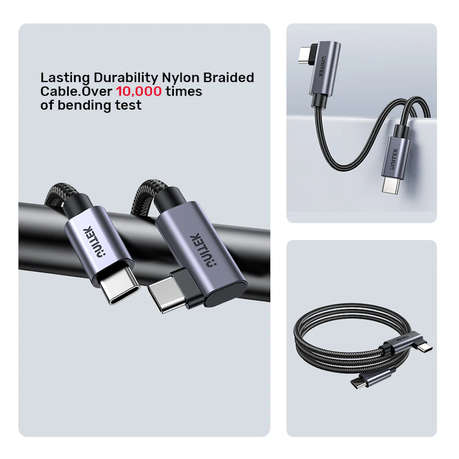 Unitek - C14123bk | 100w Usb2.0 Type-C Nylon Braided Cable with 90 Degree - Unitek - C14123bk | 1...