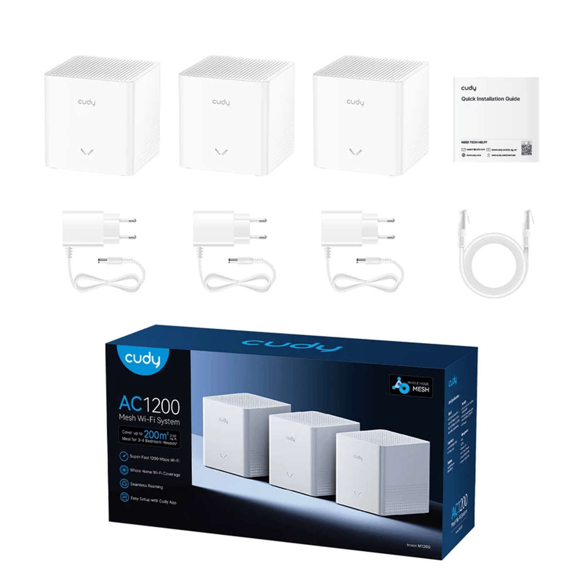Cudy - Ac1200 Mesh Wi-Fi System 3 Pack - Cudy - Ac1200 Mesh Wi-Fi System 3 Pack
