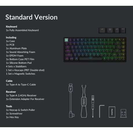 Keychron - K2 HE Wireless Standard Magnetic Custom Keyboard | Nebula Switch - Keychron - K2 HE Wi...