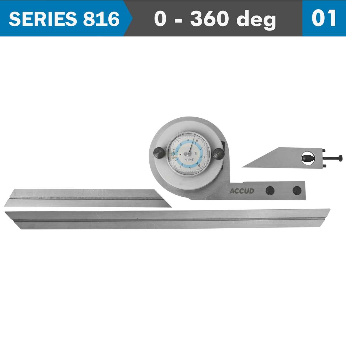 ACCUD - Universal Protractor 360 Deg. C/Steel 5' Acc. 5' Grad. - ACCUD - Universal Prot...