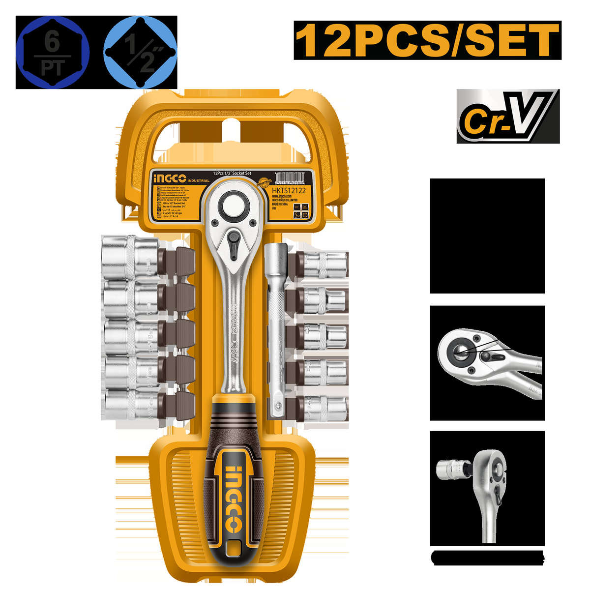 Ingco - Socket Set 1/2" - 12 Piece - Ingco - Socket Set 1/2" - 12 Piece