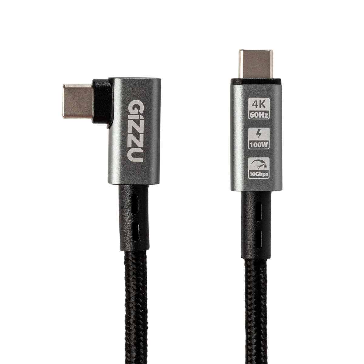 Gizzu - 100W 10Gbps Type-C Angled 1m Cable - Gizzu - 100W 10Gbps Type-C Angled 1m Cable