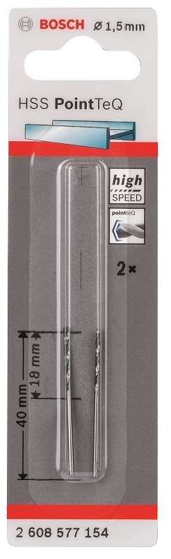Bosch - Metal Drill Bit HSS Pointteq - 1.5mm - Bosch - Metal Drill Bit HSS Pointteq - 1.5mm