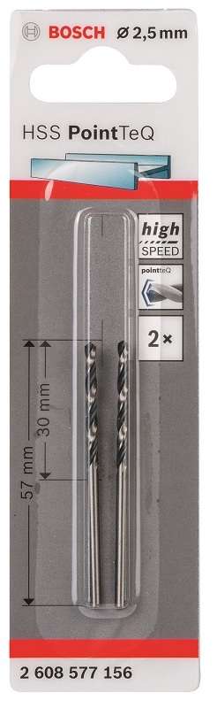 Bosch - Metal Drill Bit HSS Pointteq - 2.5mm - Bosch - Metal Drill Bit HSS Pointteq - 2.5mm